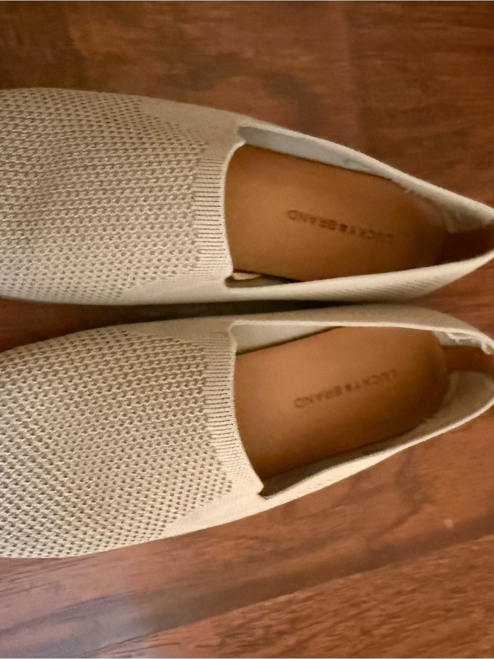 Lucky Brand Women’s Slip-On Knit Flats in Beige